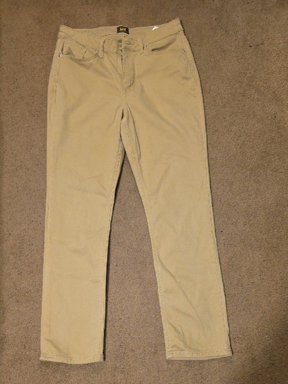 Lee Women's Khaki Jeans Straight Leg Tan Denim Casual Workwear Classic Fit